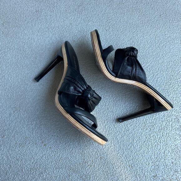 y2k vintage 00's bebe black leather heel made in Italy | Size US 9 - Picture 3 of 7